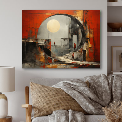 Tunnel orange orange sur fond gris