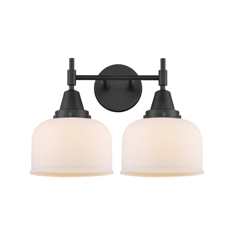 Éclairage pour meuble-lavabo 2 lumières 17 po Caden - H 5,75 po, Blanc mat, Ampoule DEL 4 watts rétro, Noir mat