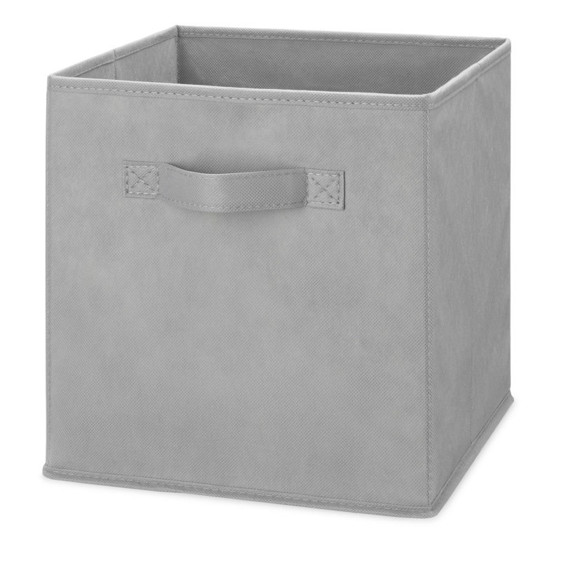Light Gray Polycotton Collapsible Storage Cube with Handle