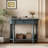 Narrow Console Table With Curved Corner, Retro Entryway Table With Top Drawer And Open Shelf, Sofa Table Console Tables For Entryway, Hallway And Living Room (Navy)-1193378233