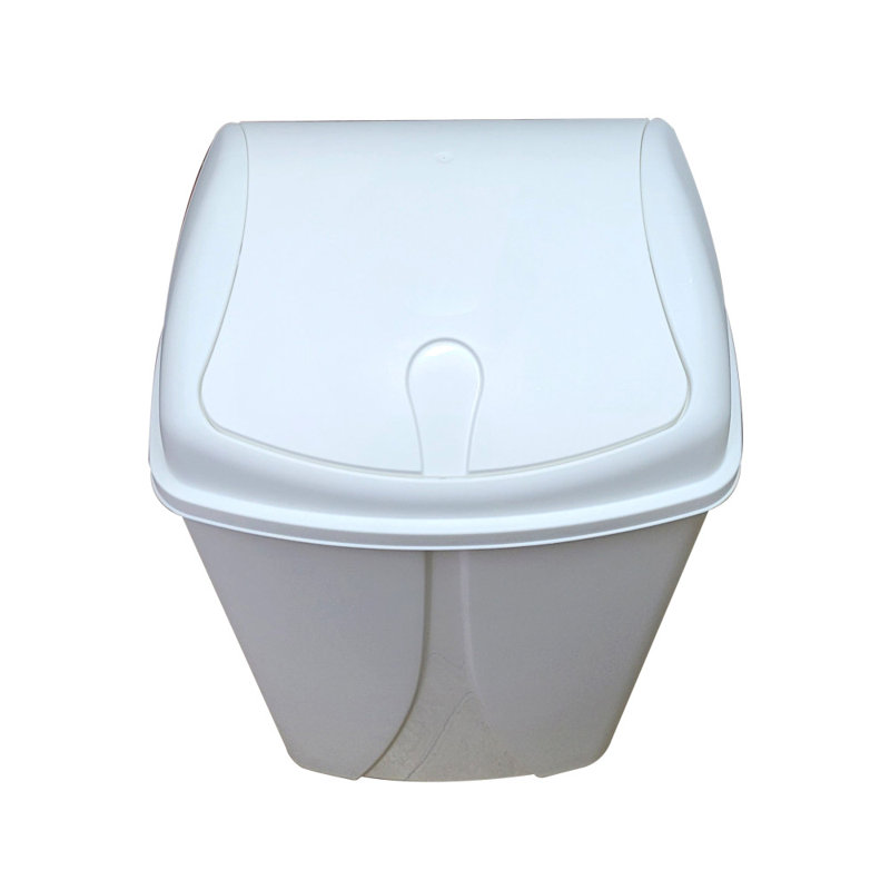 Poubelle en plastique portative YBM Home, Blanc, 6,5 Gal