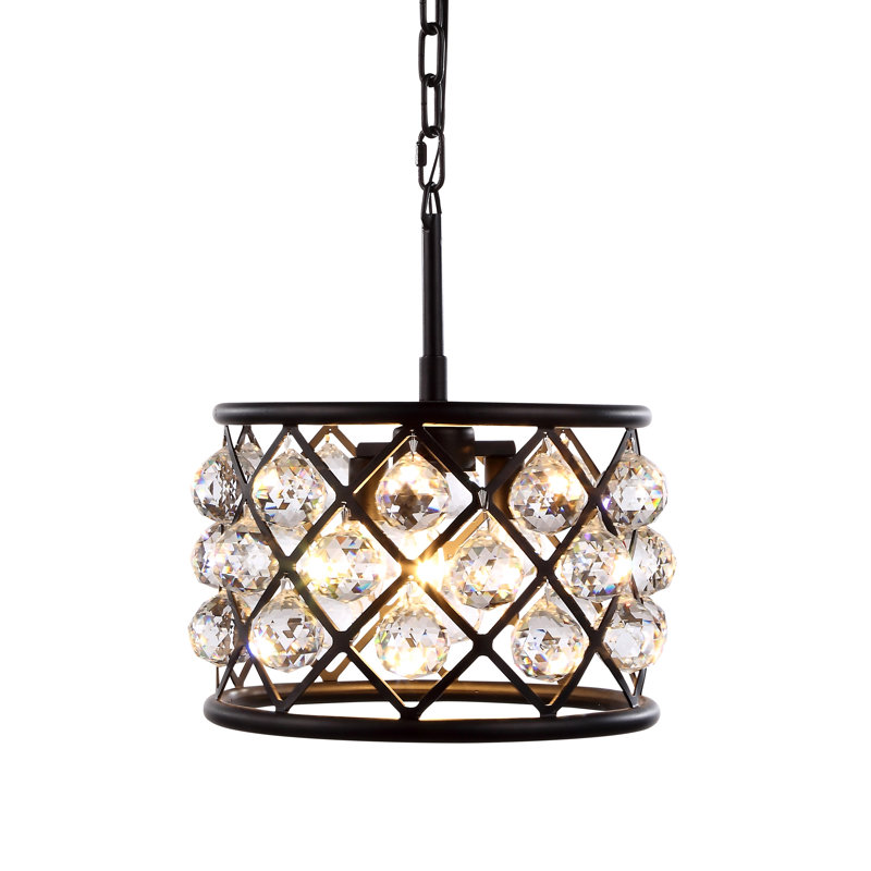 Luminaire suspendu tambour unique et remarquable à 3 lumières Croll, Brun moka, Limpide