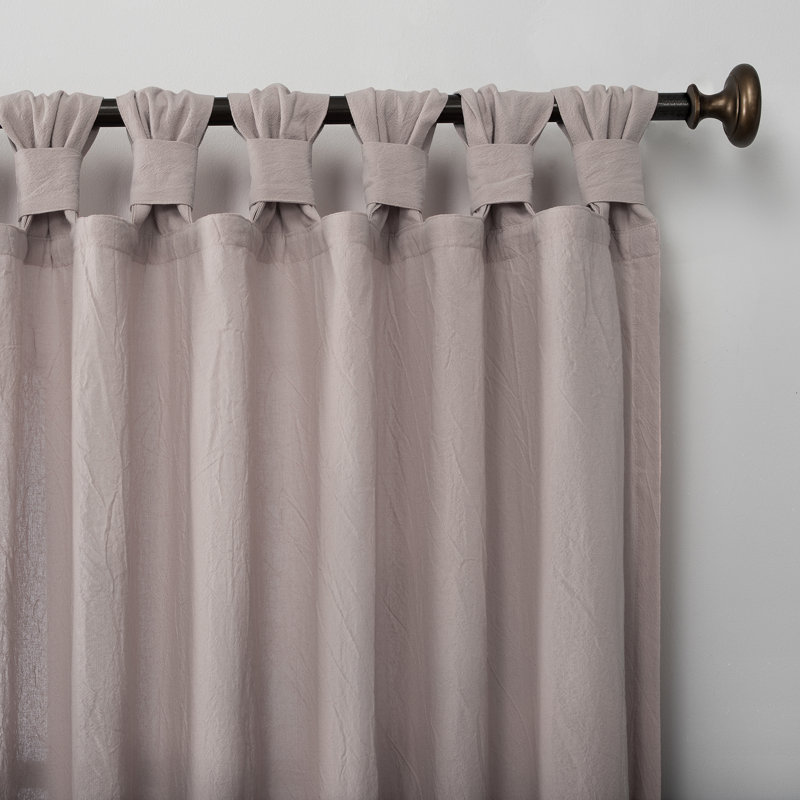 Archaeo Sarro Washed Cotton Semi-Sheer Tab Top Curtain Panel, 52" W x 95" L, Rose Quartz
