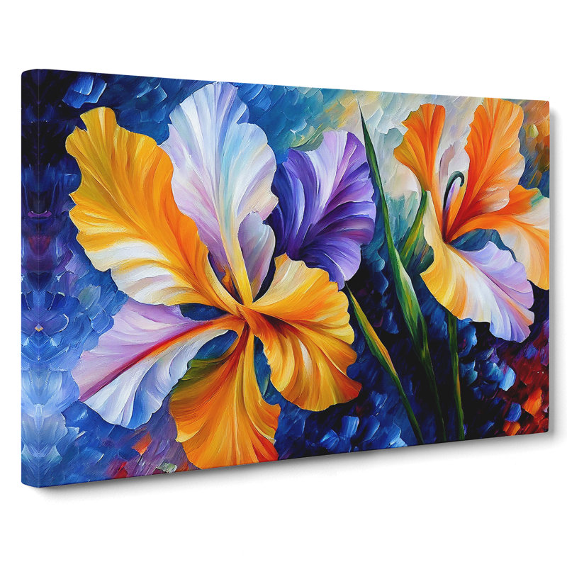 Wild Iris Flowers Abstract - Wrapped Canvas, 35cm H x 50cm W x 3cm D
