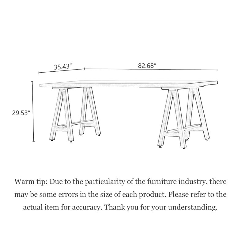 Simple log-style large rectangular solid wood dining table, 29.53" H x 82.68" L x  35.43" W