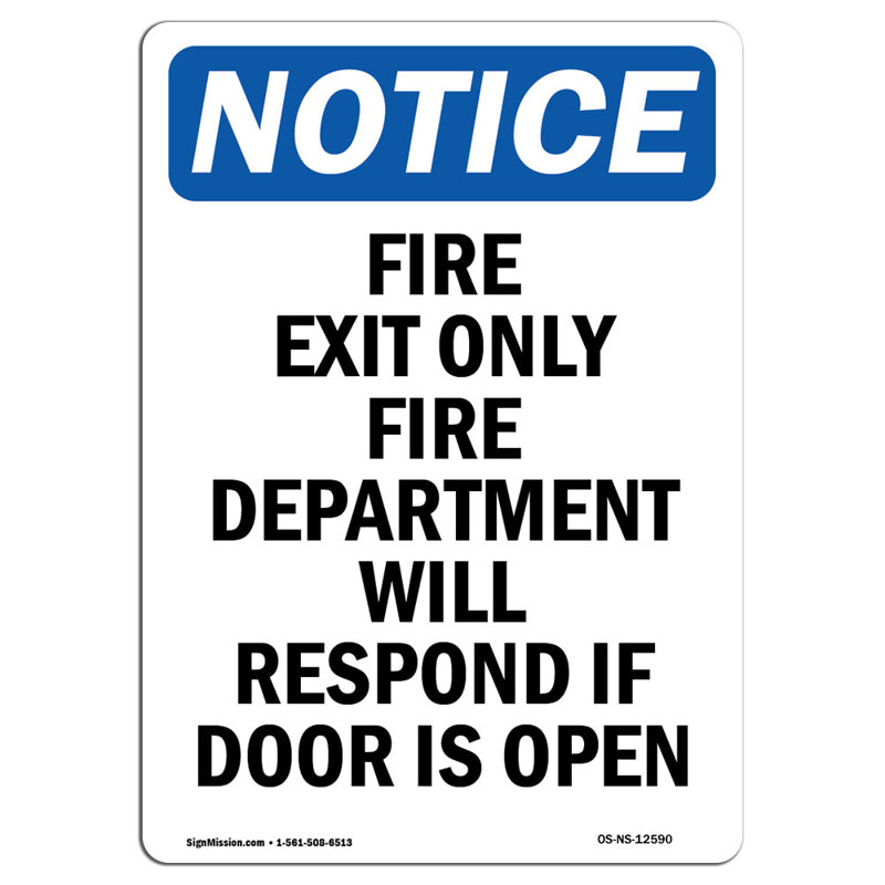 Fire Exit Only Fire Department Sign