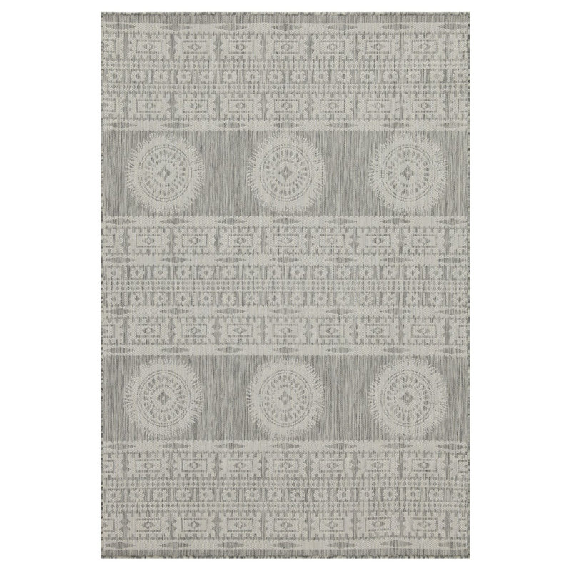 Argent 5 pi 3 po X 7 pi 3 po Tapis intérieur / extérieur, Rectangle 5 pi 3 po x 7 pi 3 po