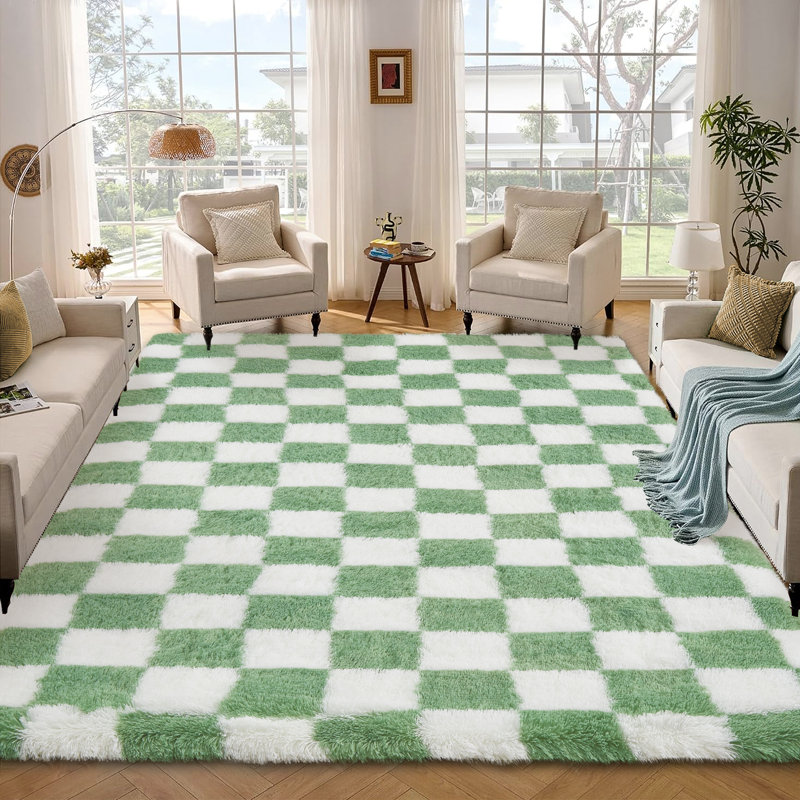 Abstract Rug Checkerboard Area Carpet Machine Washable Non-slip Stain Resistant Rugs for BedroomNurseryLiving RoomHome Office