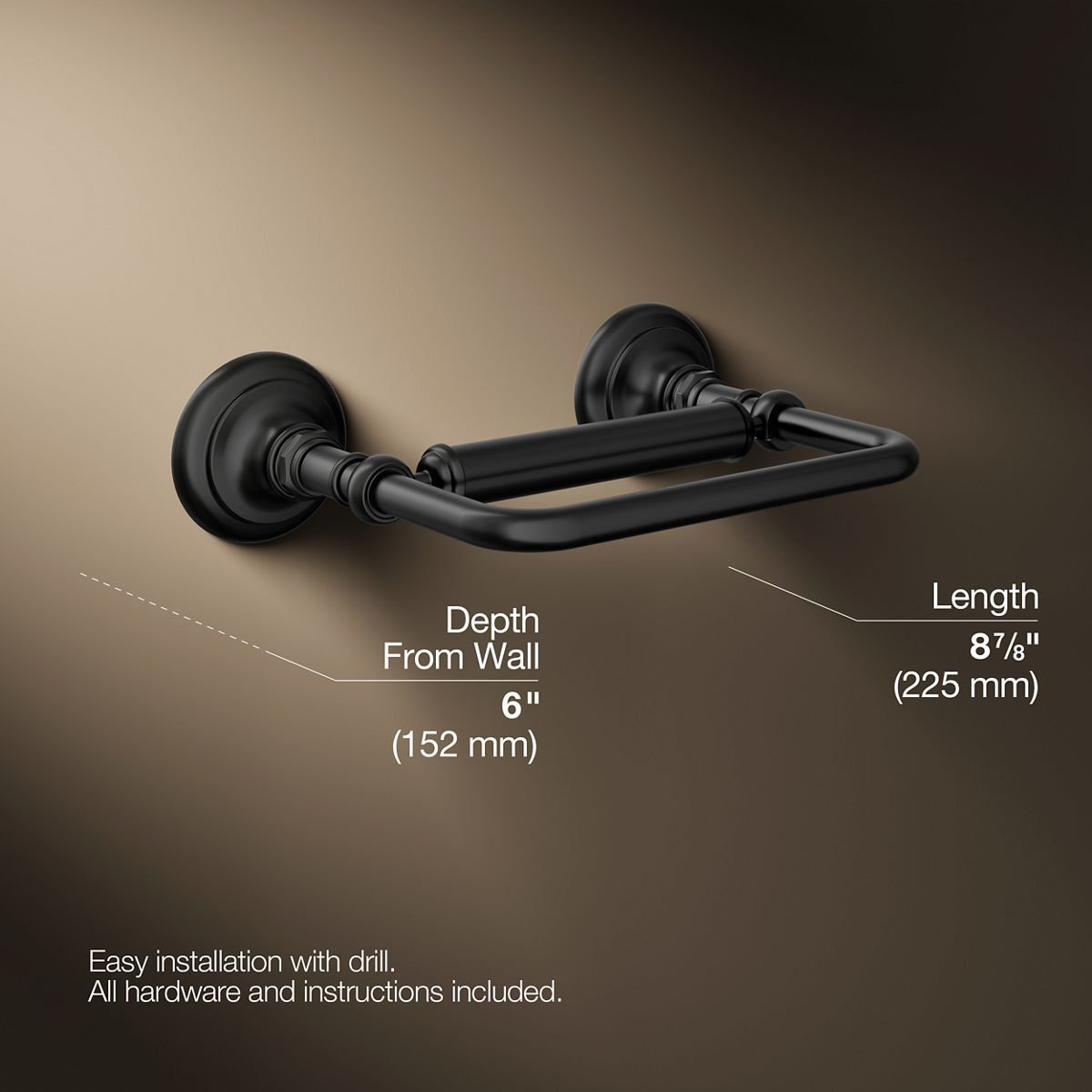 Artifacts Pivoting Toilet Paper Holder, Matte Black
