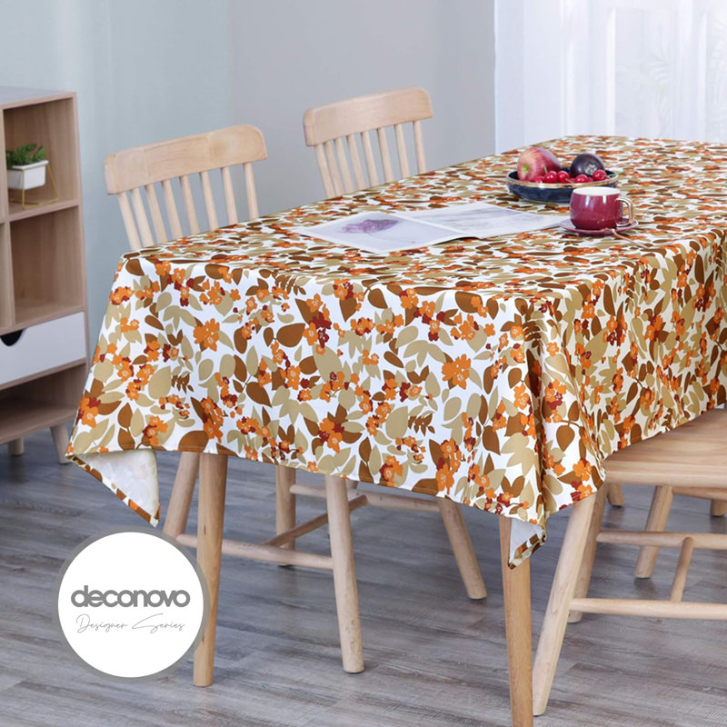 Deconovo tablecloth, water -repellent, washable tablecloth, 1 piece, 140 x 300cm, fuchsia, Khaki, 140cm W x 200cm L