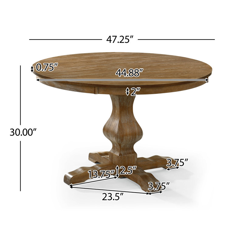 Ailla Round Solid Wood Base Dining Table, Brown