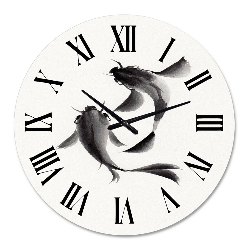 Horloge murale monochrome poisson rétro II, Grand
