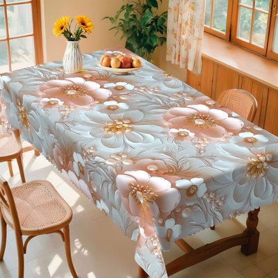 Housse de table rectangulaire à motif floral 140 x 180 cm printemps et été Ellis