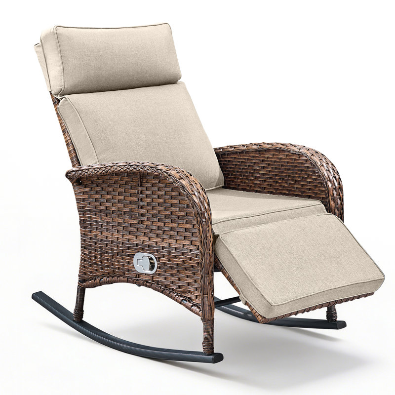 Chaise berçante inclinable avec coussins Asenpark, Beige