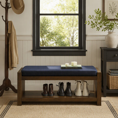 Banc d'appoint 40 po avec étagère à chaussures inférieure, banc de siège rembourré pour le salon, banc de bout de lit compact moderne avec rangement pour siège de chambre à coucher, coussin amovible, l 40 po de largeur