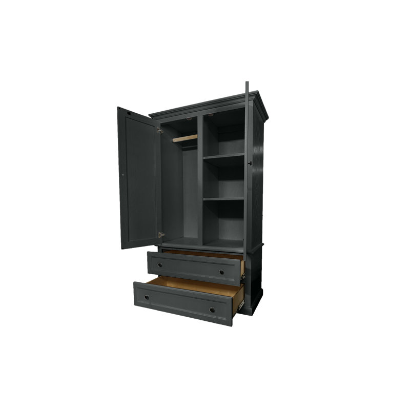 Armoire extra large en chêne massif avec portes à volets, Gris