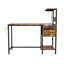 Bureau d'ordinateur brun avec station de charge et tablette, alignement réversible, construction, lumières à DEL, ports, complément de crochet d'écouteur pour le travail de bureau, brun, rangement de prise de courant, tablettes,-45436417