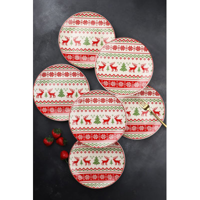Elegant Dessert Plate Set (6 Pieces), 8.3 x 8.3 x 0.8 inches | 100% Porcelain, Dishwasher & Microwave Safe | Perfect for Cakes, Pastries & Appetizers, Stylish Addition to Your Dining Collection