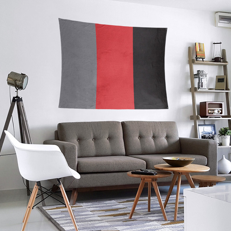 Tapisserie en polyester Carolina, H 51 po x l 60 po, Gris mat / rouge / noir