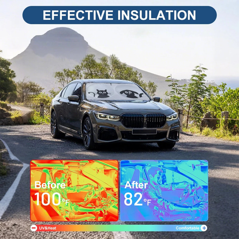 Pare-brise de voiture pliable avec pare-brise et pare-soleil 63 po x 33 po