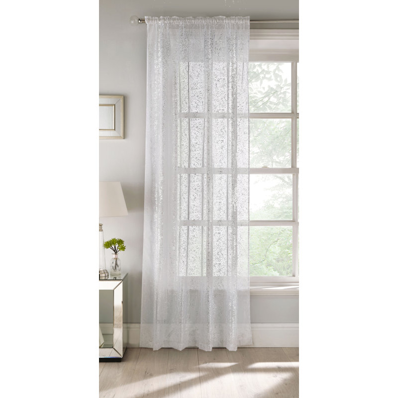 Child Sheer Curtain Single Panel, Grey, Width 140 x Drop 229cm