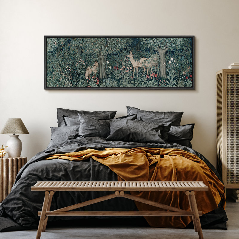 «Classic Woodland Deer Inest Modern Art Relax / Calm WarmExtra Large Wall Decor», reproduction encadrée, H 20 po x l 60 po