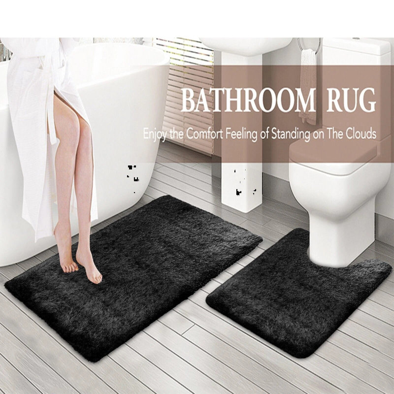 Polypropylene Plastic Non-Slip Bath Mat, Black