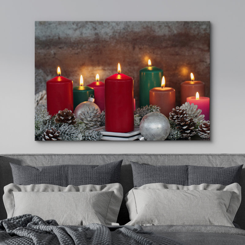 Christmas Holiday Celebration Candles X13 - Photographie sur toile tendue, H 32 po x l 48 po