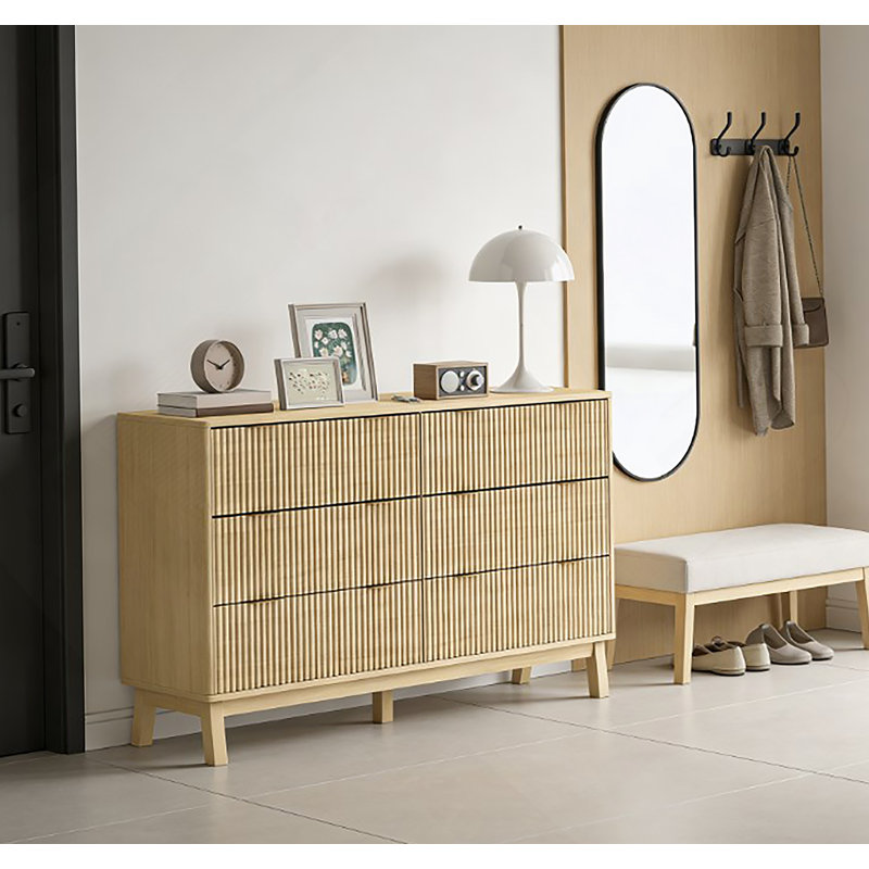 Commode à 6 tiroirs pour la maison, Bois naturel