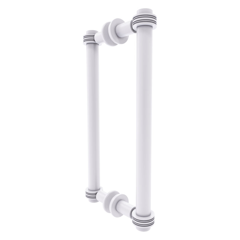 Poignée de douche de dos à dos 12 po contemporaine avec décoration en pointillés, Blanc mat