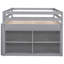 Lit mezzanine en bois massif gris avec bureau fonctionnel - Améliorez votre espace de vie avec les tablettes latérales et travaillez pour créer une chambre à coucher-1960801978-1960801976