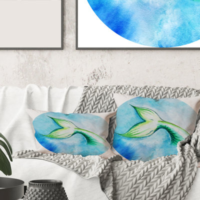 Square,Mermaid Fish Tail - Nautical & Coastal Printed Throw Pillow