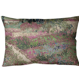 Bluhender Garten Mit Pfad Lumbar Pillow