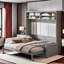 Lit escamotable moderne avec canapé rembourré et tablettes de rangement-1530873715