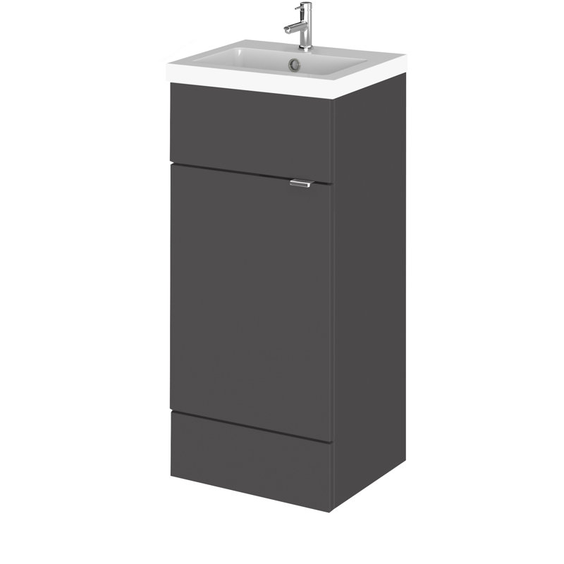 Fusion 405 mm Freestanding Cloakroom Vanity with Integrated Basin, Gloss Grey