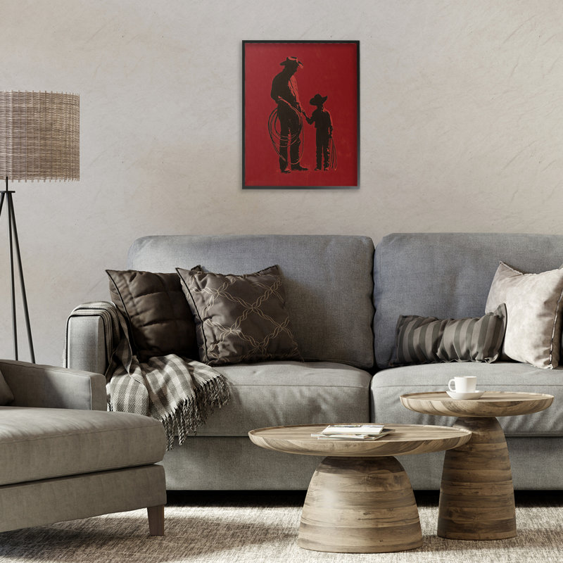 Bourgogne, père et fils, giclée encadrée, design par Arlington Prints, H 14 po x l 11 po, Giclée encadrée noir minuit
