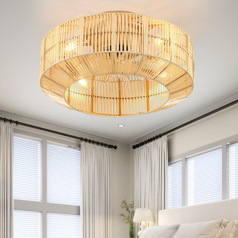 Ventilateur de plafond rustique encastrable 18 po avec télécommande, 6 vitesses fermées, réversible