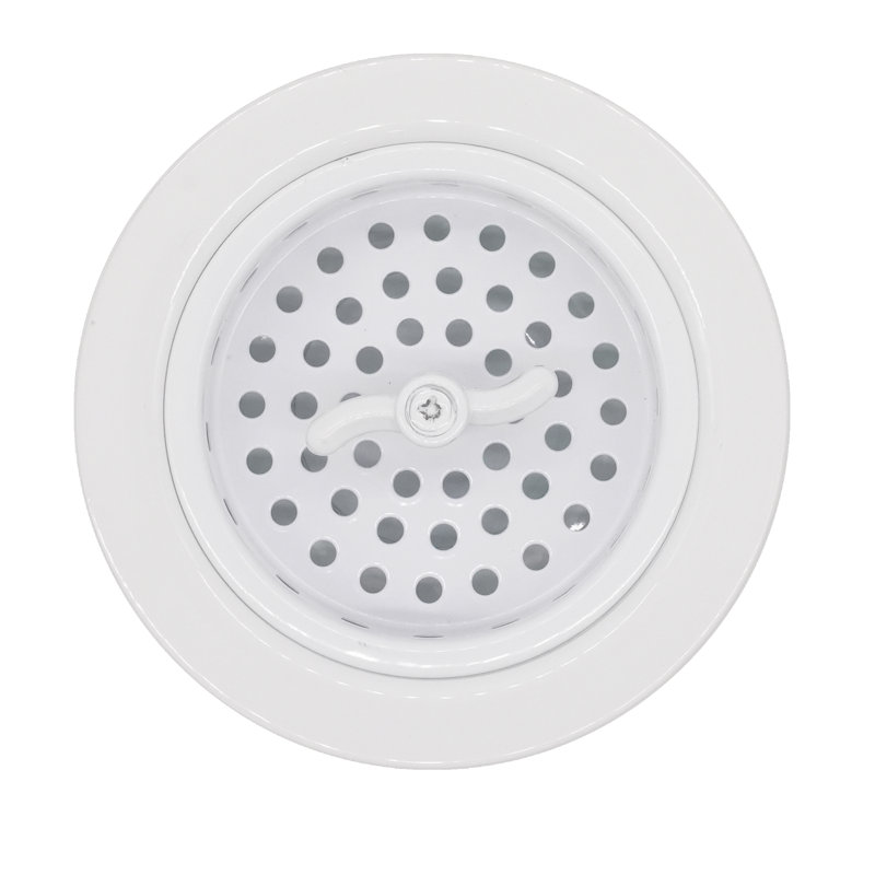 3-1/2" Wing Nut Style Kitchen Sink Drain Basket Strainer, Powder Coat White