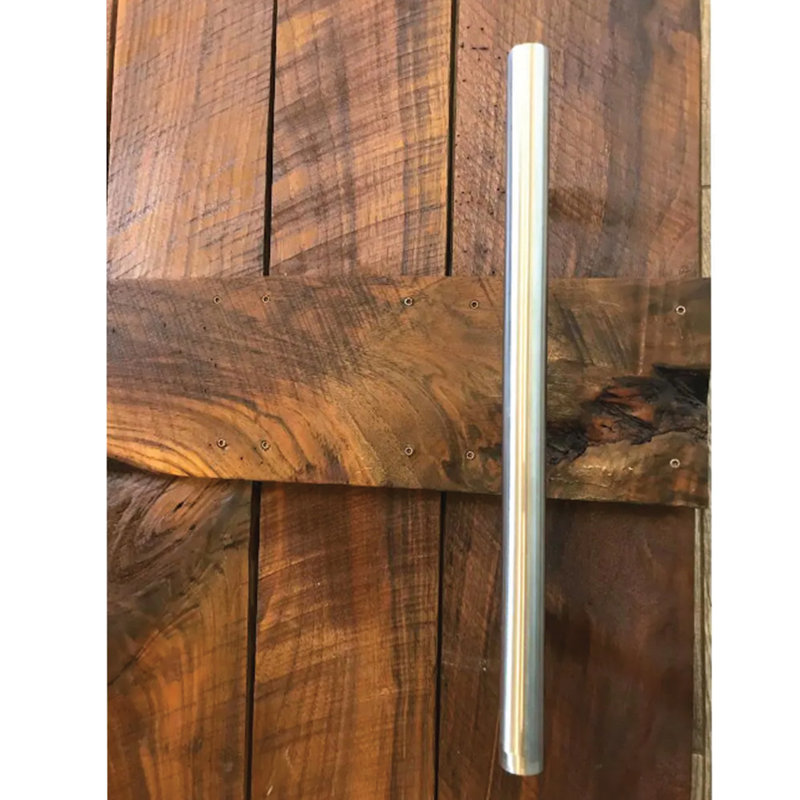 Brushed Nickel Round Barn Door Pull Handle, 10.25 Inches