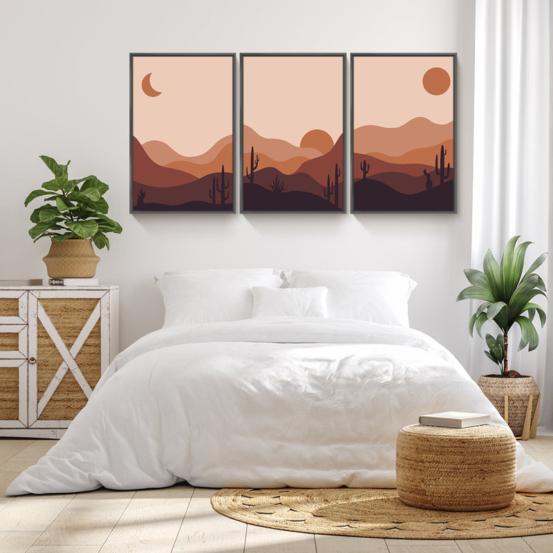 "Boho Style", art mural encadré en aluminium, Noir, H 24,3 po x l 48,3 po x P 1,65 po