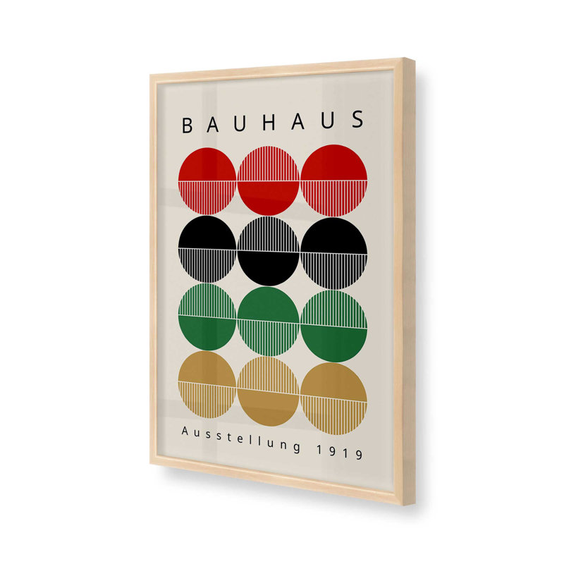 Cercles de Bauhaus rétro, Érable brut encadré, H 11 po x l 9 po