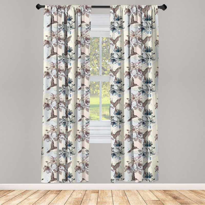 Hummingbird Semi-Sheer Rod Pocket Curtain Panels, 28" x 84"