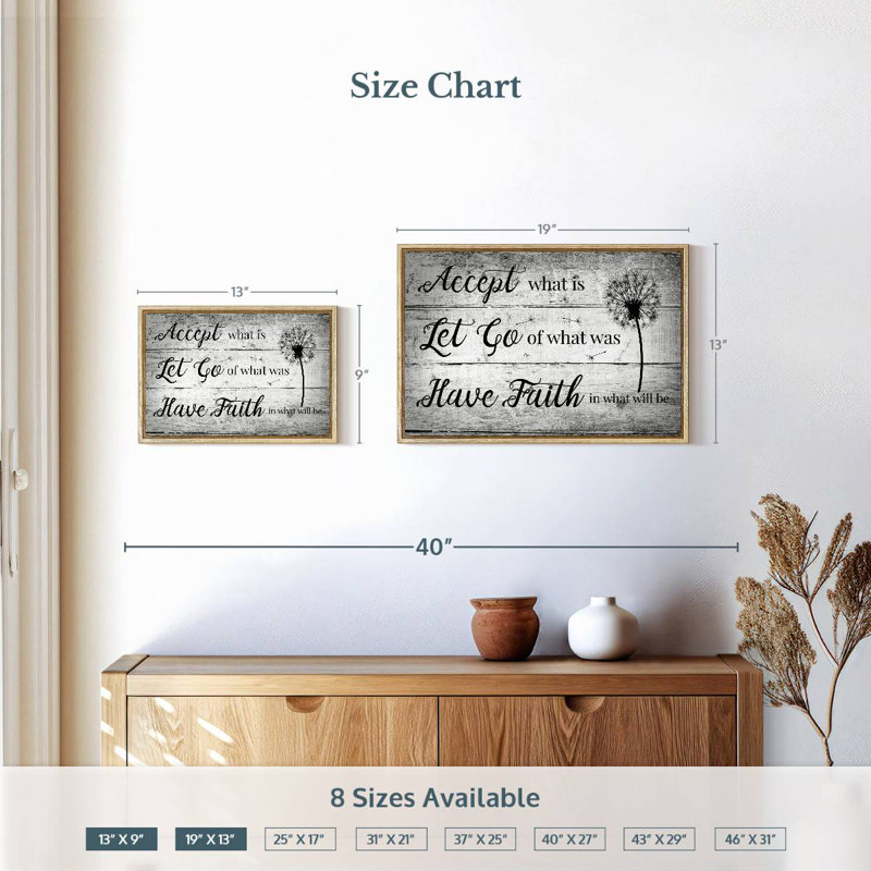 Citation «Have Faith», Cadre flottant en bois naturel, 19 po x 13 po