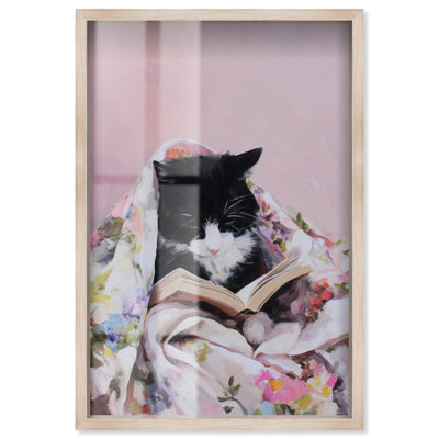 Décoration murale chat en forme de chat «Cat Nap» par Art Remedy, cadre blond, 17 x 25