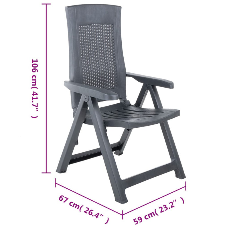 Isabela Plastic / Resin Folding Chair Set, Anthracite