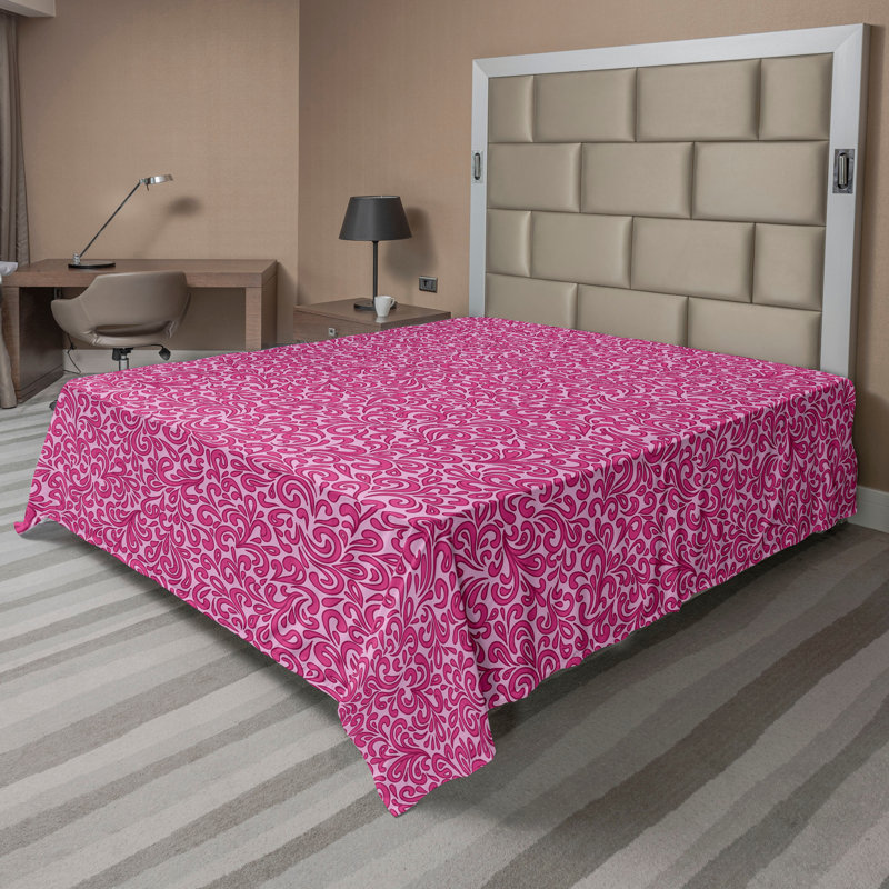 Drap plat moderne de style bohème Ambesonne, Magenta foncé / motif abstrait rose doux 2, Full Flat Sheet