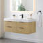 Meuble-lavabo mural simple Livia de 48 po avec lavabo encastré blanc en imitation bois, sans miroir.