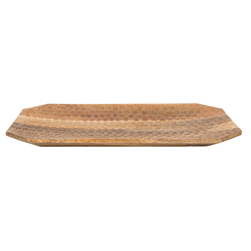 Plateau sculpté en bois de manguier, naturel