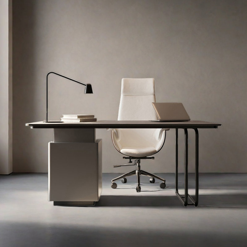 Bureau en granit avec tiroir de rangement simple, Noir/gris, H 28,74 po x l 55,12 po x P 27,56 po