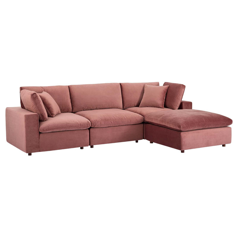 Canapé modulaire réversible en velours Commix, Vieux rose